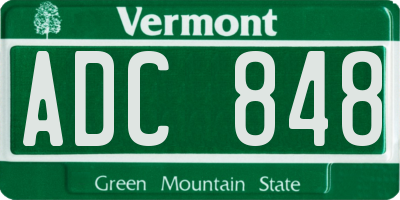 VT license plate ADC848