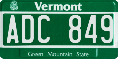 VT license plate ADC849