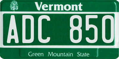 VT license plate ADC850