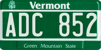 VT license plate ADC852