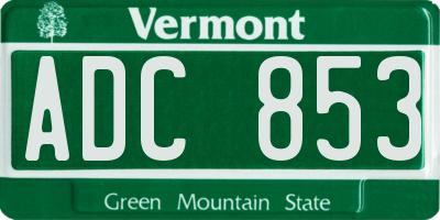 VT license plate ADC853