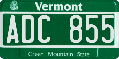 VT license plate ADC855