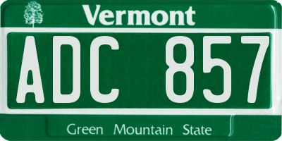 VT license plate ADC857