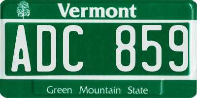 VT license plate ADC859