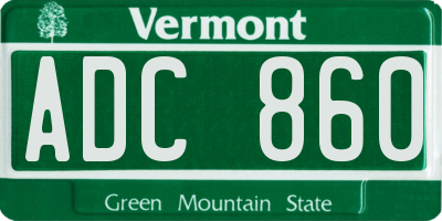 VT license plate ADC860