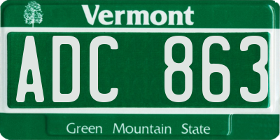 VT license plate ADC863