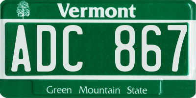 VT license plate ADC867