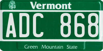 VT license plate ADC868