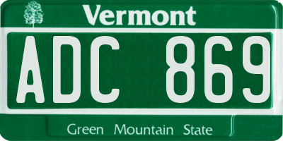 VT license plate ADC869