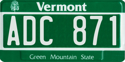 VT license plate ADC871