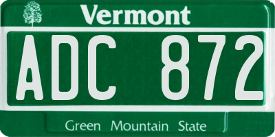 VT license plate ADC872
