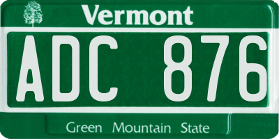 VT license plate ADC876