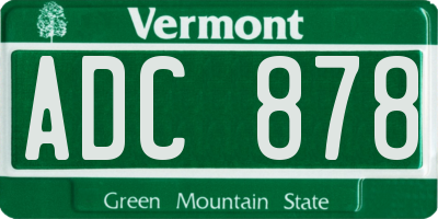 VT license plate ADC878