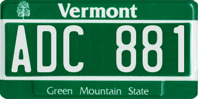 VT license plate ADC881