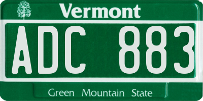 VT license plate ADC883