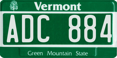 VT license plate ADC884