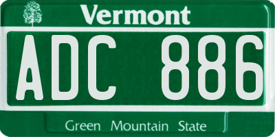 VT license plate ADC886