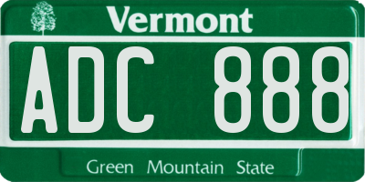 VT license plate ADC888