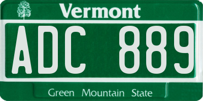 VT license plate ADC889