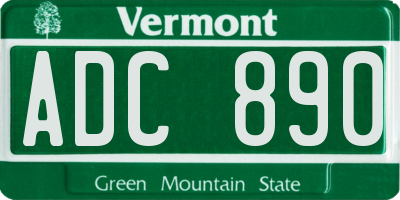 VT license plate ADC890