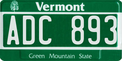 VT license plate ADC893
