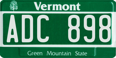 VT license plate ADC898
