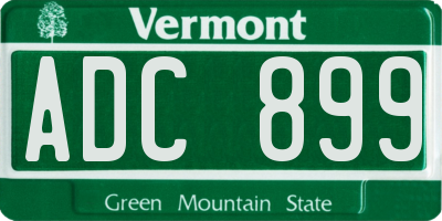 VT license plate ADC899