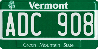 VT license plate ADC908