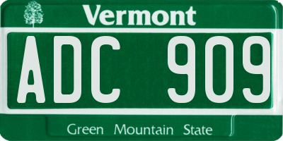 VT license plate ADC909