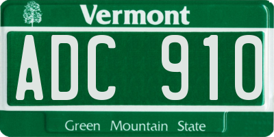 VT license plate ADC910
