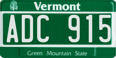 VT license plate ADC915