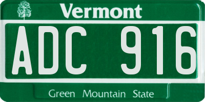 VT license plate ADC916