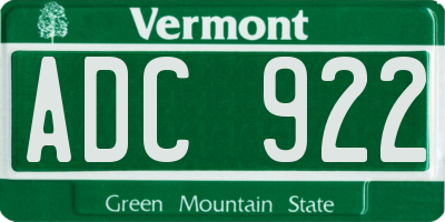 VT license plate ADC922