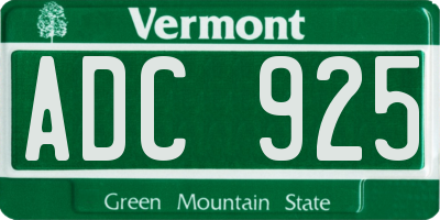 VT license plate ADC925
