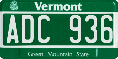VT license plate ADC936