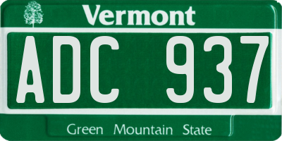 VT license plate ADC937