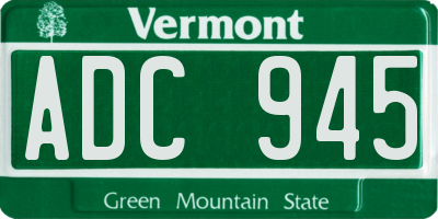 VT license plate ADC945