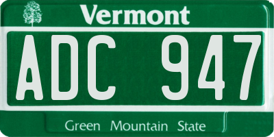 VT license plate ADC947