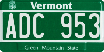 VT license plate ADC953