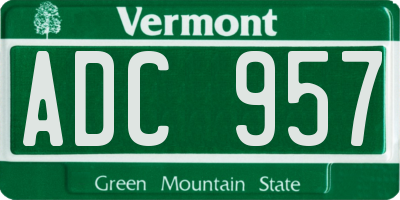 VT license plate ADC957