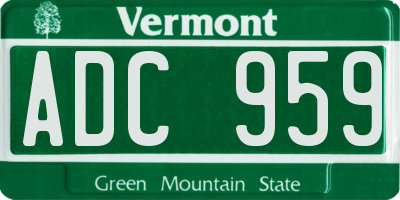 VT license plate ADC959