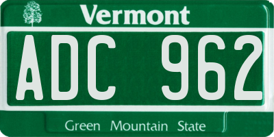 VT license plate ADC962