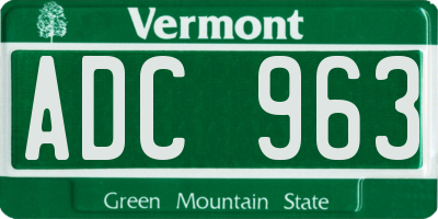 VT license plate ADC963