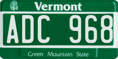 VT license plate ADC968