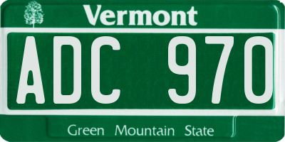 VT license plate ADC970