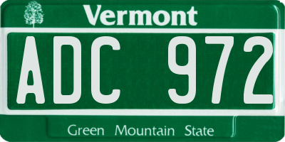 VT license plate ADC972