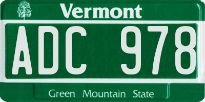 VT license plate ADC978