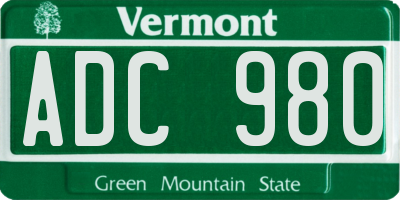 VT license plate ADC980