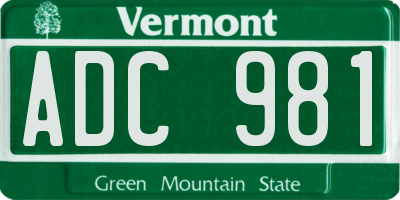 VT license plate ADC981
