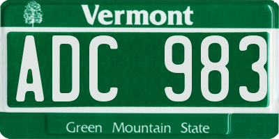 VT license plate ADC983